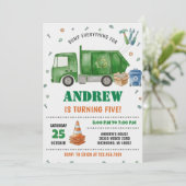 Invitation Pesonal Kids Dump Trucks Birthday party (Debout devant)