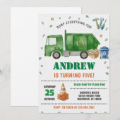 Invitation Pesonal Kids Dump Trucks Birthday party (Devant / Derrière)