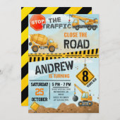 Invitation Pesonal Modern Construction Birthday Extravaganza (Devant / Derrière)