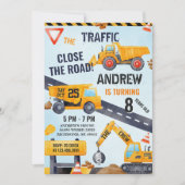 Invitation Pesonal Modern Construction Birthday With Photo (Devant)