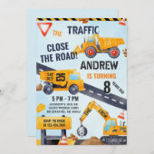 Invitation Pesonal Modern Construction Birthday With Photo (Devant / Derrière)