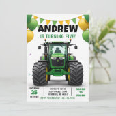 Invitation Pesonal Modern Tractor Birthday (Debout devant)