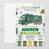 Invitation Pesonal Modern Trash Bash Boys Birthday party (Devant / Derrière)