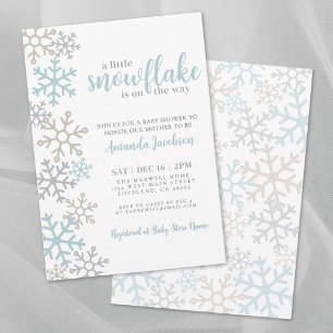Invitation Pet Flocon de Neige Baby Shower d'Hiver