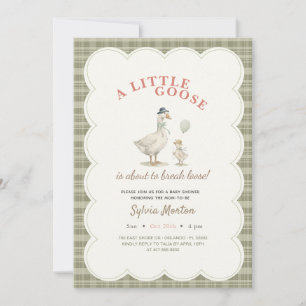 Invitation Pet Oie Neutre Vert Sauge Arc Baby Shower