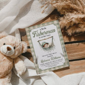 Invitation Pet Pêcheur Gingham Garçon Pêche Bébé Naissance