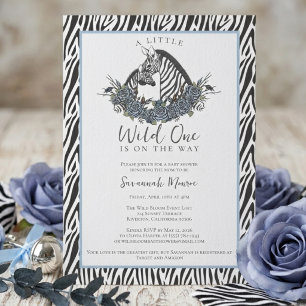 Invitation Pet Sauvageon Safari Bébé Zèbre Fête de Naissance