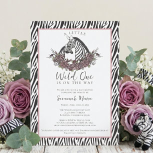 Invitation Pet Sauvageon Safari Zèbre Fête de Naissance Bébé