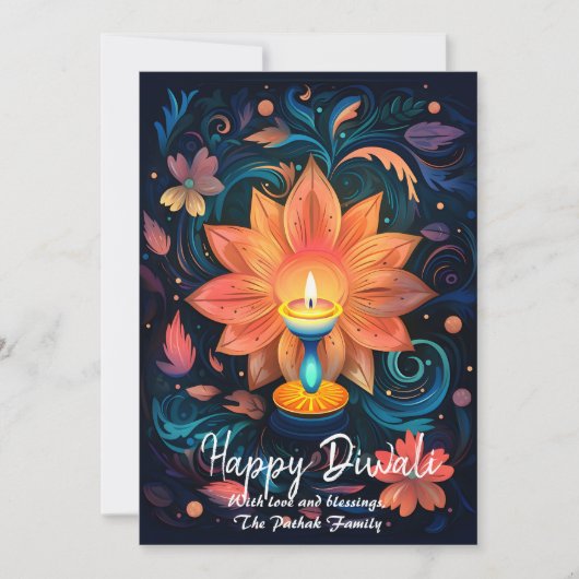 Invitation Petal Light Wishes Diwali card (Devant)