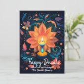 Invitation Petal Light Wishes Diwali card (Debout devant)