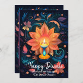 Invitation Petal Light Wishes Diwali card (Devant / Derrière)