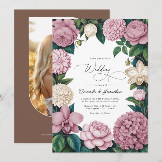 Invitation Petal Pink, Ballet Rose & Soft Linen Wedding (Devant / Derrière)