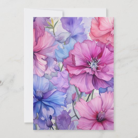 Invitation Pétal rose, Cornflower bleu et mauve violet Mariag (Dos)