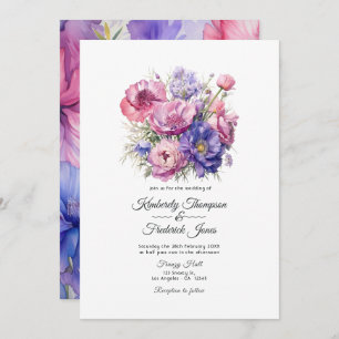 Invitation Pétal rose, Cornflower bleu et mauve violet Mariag