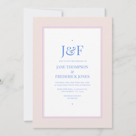 Invitation Pétal rose, Cornflower bleu et mauve violet Mariag (Devant)