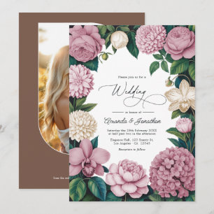 Invitation Pétale Rose, Rose Ballet et Linge Doux de Mariage