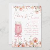 Invitation Pétales à mâchoires roses et Fête des mariées à br (Devant)