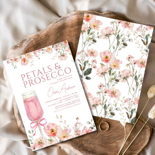 Invitation Pétales à mâchoires roses et Fête des mariées à br