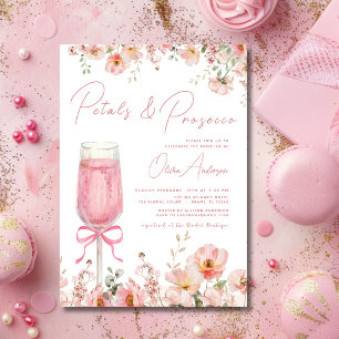 Invitation Pétales à mâchoires roses et Fête des mariées à br