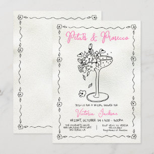 Invitation Pétales à main et Fête des mariées Presecco