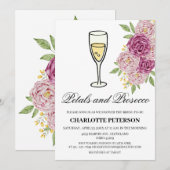 Invitation Pétales à thème du vin et Fête des mariées du mini (Devant / Derrière)