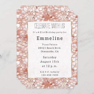 Invitation Pétales blancs rose rose Floral