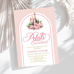 Invitation Pétales boho et prosecco invitent des tons or rose