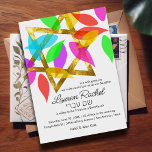 Invitation Pétales colorées bat mitzvah sur étoile<br><div class="desc">Pétales colorées bat mitzvah sur Star Bar Mitzvah et jeux d'invitation Bat mitzvah conçus par Umua. Imprimé et expédié par Zazzle ou ses partenaires.</div>