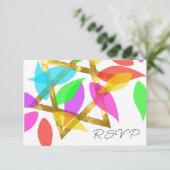 Invitation Pétales colorées bat mitzvah sur étoile (Debout devant)