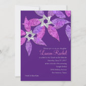 Invitation Pétales couleur bat mitzvah rose et violet (Devant)