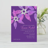 Invitation Pétales couleur bat mitzvah rose et violet (Debout devant)