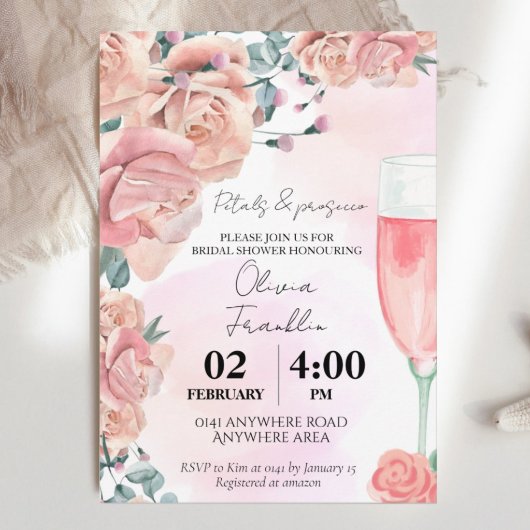 Invitation Pétales d'aquarelle et douche d'été pour mariée