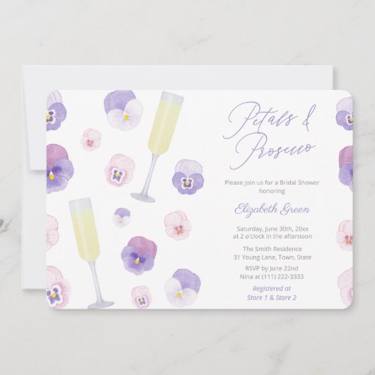Invitation Pétales D'Aquarelle Lilac Et Fête des mariées Pros (Devant)
