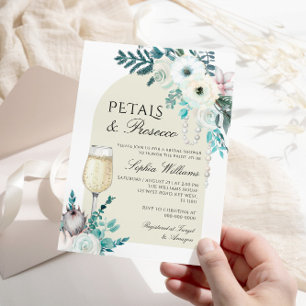 Invitation Pétales d'arc de fleurs d'hiver et Fête des mariée