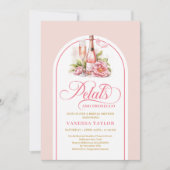 Invitation Pétales de blush moderne et prosecco invitent l'ar (Devant)