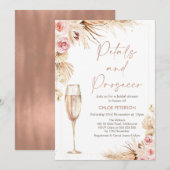 Invitation Pétales de Champagne Floral Fête des mariées Prose (Devant / Derrière)