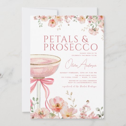 Invitation Pétales de code QR et Fête des mariées de cache ro (Devant)