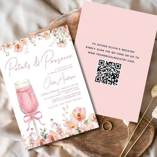 Invitation Pétales de code QR et Fête des mariées de cache ro