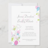 Invitation Pétales de confetti moderne mariage photo rose (Devant)