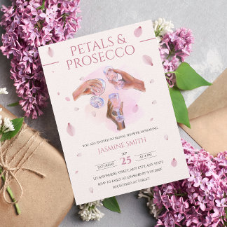 Invitation Pétales de Fête des mariées de champagne et Pink P