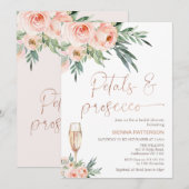 Invitation Pétales de feuillage rose et Fête des mariées du m (Devant / Derrière)