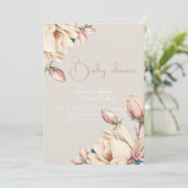 Invitation Pétales de fleur de magnolia élégants (Debout devant)