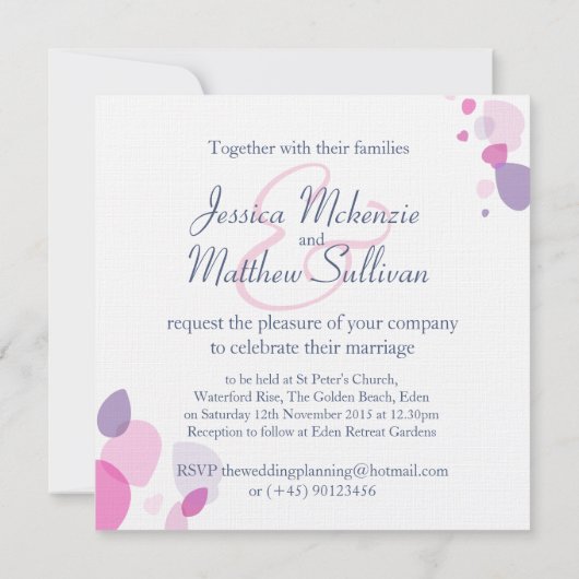 Invitation Pétales de fleurs graphiques Un mariage carré invi (Dos)