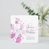 Invitation Pétales de fleurs modernes graphiques carré invita (Debout devant)