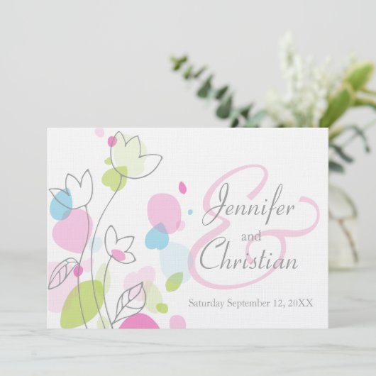 Invitation Pétales de fleurs modernes graphiques invite maria (Debout devant)