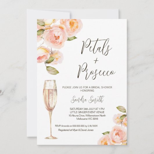 Invitation Pétales de Pêche Florale Procuco Code QR Fête des  (Devant)