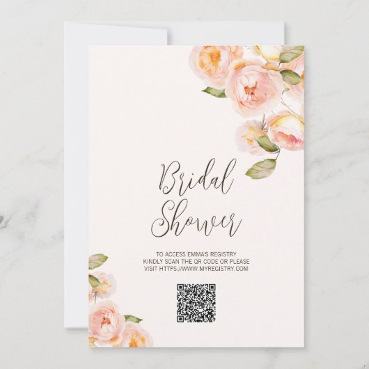 Invitation Pétales de Pêche Florale Procuco Code QR Fête des  (Dos)