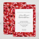 Invitation Pétales de rose rouge romantique Mariage floral (Devant / Derrière)