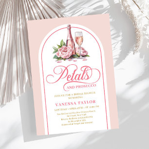 Invitation Pétales élégants et prosecco mariage rose doré