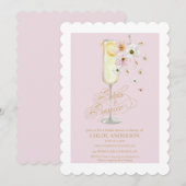 Invitation Pétales et Fête des mariées Champagne de Prosecco (Devant / Derrière)